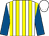 White and yellow stripes, royal blue sleeves, white cap (Mr C C Shand Kydd & Partner)