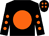 Black, orange disc, black sleeves, orange spots and spots on cap (Mr Arthur Clayton)