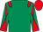Emerald green, red epaulets, diabolo on sleeves, red cap (M J & L A Taylor)
