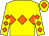Yellow, orange triple diamond, diamonds on sleeves, yellow cap, orange diamond (Mr John Brown)