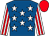 Royal blue, white stars, white & red striped sleeves, red cap (M Fennessy Jnr)