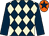 Dark blue & beige diamonds, dark blue sleeves, orange cap, dark blue star (D Furini)