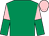 Emerald green, pink and emerald green halved sleeves, pink cap (Balasuriya,cookcunningham,gowing,spenc)