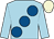 Light blue, large royal blue spots, beige cap (Mr Richard & Mrs Carol Cheshire)