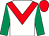 White, red chevron, emerald green sleeves, red cap (Carmel Owens)