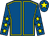 Royal blue, yellow seams, royal blue sleeves, yellow stars, royal blue cap, yellow star (Phillips & Codell)