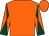 Orange, orange and dark green diabolo on sleeves (Mrs P de W Johnson & Mr John M Cole)
