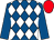Royal blue & white diamonds, royal blue sleeves, red cap (Mrs Leanne Kennedy)