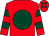 Red, dark green disc, hooped sleeves and spots on cap (Machin, Milner, Sparkes & Dunnett)
