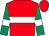 Red, white hoop, emerald green sleeves, white armlets (Mrs Alison Swadling)