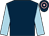 Dark blue, light blue sleeves, dark blue cap, pink hoops (Mrss N J Embiricos/mrs N J Embiricos)