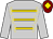 Silver, gold braid, gold diamond on maroon cap (Al Shaqab Racing)