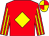 Red, yellow diamond, striped sleeves, yellow and red quartered cap (Gill Langford & Dorothy Ritzema)