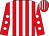 Red and white stripes, red sleeves, white spots (Gilbert & Gamble)