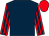 Dark blue, red and dark blue striped sleeves, red cap (Mr A Purvis)