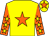 Yellow, orange star, orange sleeves, yellow stars, yellow cap, orange star (Mr Brian Derrick)