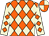 Orange and beige diamonds, beige sleeves, orange diamonds, orange and beige quartered cap (Mr Nigel Holder)