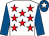White, red stars, royal blue sleeves, royal blue cap, white star (Ba Racing & R G Levin)