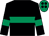 Black, emerald green hoop and armlets, emerald green cap, black spots (Mr A N Solomons)