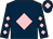 Dark blue, pink diamond, diamonds on sleeves, dark blue cap, pink diamond (Ms R Taylor)