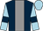 Dark blue, grey stripe, light blue sleeves, dark blue armlets, light blue cap (Mr Philip Arrow & Mr Chris Dillon)