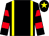 Black, yellow braces, black and red hooped sleeves, black cap, yellow star (Dr Johnny Hon)