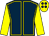 Dark blue, yellow seams and sleeves, yellow cap, dark blue spots (Mrs A Jarvis)