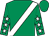Emerald green, white sash, white stars on sleeves, emerald green cap (Raymond Healy)