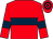 Red, dark blue hoop and armlets, hooped cap (The Good Lord Partnership)