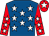 Royal blue, white stars, red sleeves, white stars, red cap, white star (Mr Gethyn Mills)