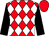 Red and white diamonds, black sleeves, red cap (The Plantation Prosecco Partnership)