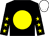 Black, yellow disc, black sleeves, yellow stars, white cap (Mrs Sara Biggins & Mrs Celia Djivanovi)