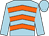 Light blue, orange chevrons, light blue sleeves and cap (Bryan & Philippa Burrough)
