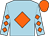 Light blue, orange diamond, diamonds on sleeves, orange cap (Flying Colours Racing)