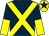 Dark blue, yellow cross belts, halved sleeves, yellow cap, dark blue star (J Kyle, G Mason, D Stevens)