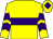 Yellow, purple hoop, chevrons on sleeves, yellow cap, purple diamond (On The Road Again)