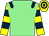 Light green, dark blue epaulets, yellow and dark blue hooped sleeves and cap (Pitchall Stud Partnership)