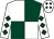 White and dark green (quartered), diamonds on sleeves and cap (Ms D C Faulkner)