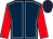 Dark blue, light blue seams, red sleeves, dark blue cap, red diamonds (Mrs K Bromley)