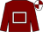 Maroon, white hollow box, quartered cap (J Moran)