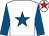White, royal blue star & sleeves, white cap, red star (T Moran)