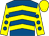 Royal blue, yellow chevrons, yellow sleeves, royal blue spots, yellow cap (The Sandy Lodge Syndicate)