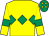 Yellow, emerald green triple diamond and armlets, emerald green cap, yellow diamonds (Boyle Racing)