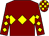 Maroon, yellow triple diamond, yellow diamonds on sleeves, check cap (J P Cooke)