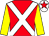 Red, white cross sashes, yellow sleeves, white cap, red star (Coalbrook Racing Syndicate)
