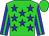 Lime green, blue stars, lime green stripe on blue sleeves, lime green cap (Eight Star Racing Stables Inc)