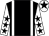 Black, white braces, white sleeves, black stars, white cap, black star (Queens Head Racing Syndicate)