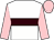 White, brown hoop, pink sleeves and cap (Mrs Liz Annett)