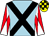 Light blue, black cross belts, red and white diabolo on sleeves, yellow and black check cap (Mr C Comiskey)