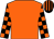 Orange, black and orange check sleeves, striped cap (Youneverknow Partnership)